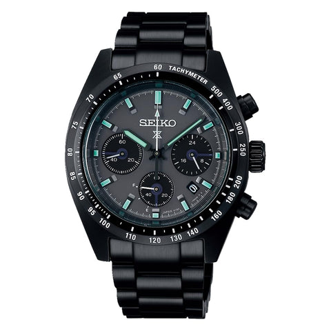 Seiko Watch Prospex SPEEDTIMER 太陽能計時碼錶 男士, 黑色/黑色, 手鍊類型