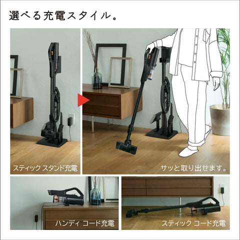 Hitachi PV-BH900SL-K Cyclone Stick Cleaner, Rechargeable, Self-propelled Power Brush Type, Satin Black