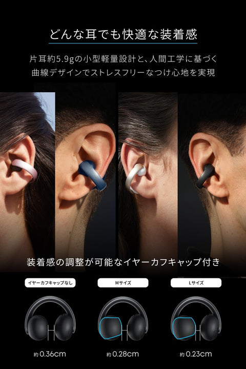 Anker Soundcore AeroClip（Bluetooth 5.4）【オープンイヤー型ワイヤレスイヤホン/イヤーカフ / IP55 防塵・防水規格 / 最大32時間再生 / マルチポイント接続】ミッドナイトブラック