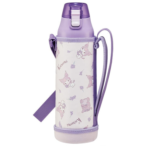 스케이터 (스케이터) 스포츠 보틀, 다이렉트 드링크 워터 보틀, 990ml, 병 커버 포함, 쿠로미 플라워 리스, 산리오 KSDC10S-A