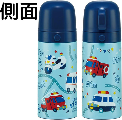 Skater SKDC3 Children's 2-Way Stainless Steel Water Bottle, Direct Drinking Cup, Small Capacity, 11.8 fl oz (350 ml), Working Car, Boys,
