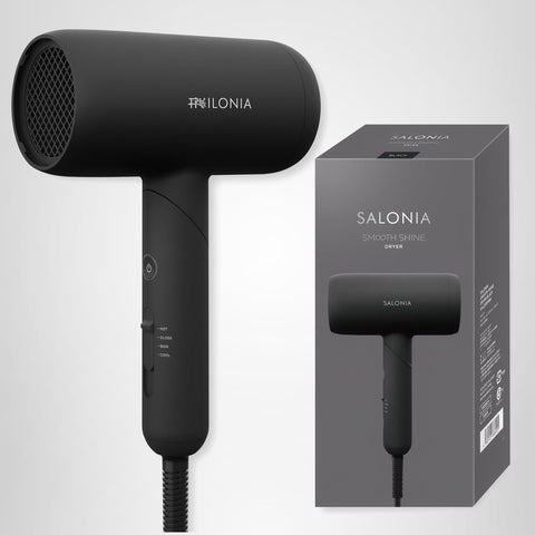 SALONIA Smooth Shine Hair Dryer, High Airflow, Fast Drying, Lightweight, Black