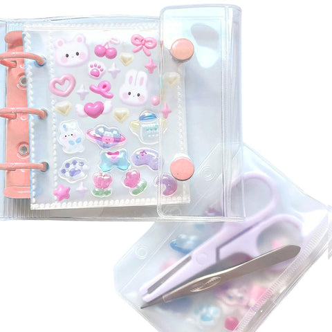 Abon Abon Abon Sealing Notebook, A8 Fits in Bag, Palm Size, 10 Refills, Storage Bag Included, Transparent, Push Color, Trinket, Pristra File, Pink