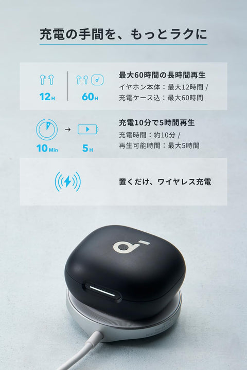 Anker 사운드코어 P40i (블루투스 5.3) [완전 무선 이어폰/울트라 노이즈 캔슬링 2.0/멀티포인트 연결/최대 60시간 재생/PSE 기술 표준과 호환] 블랙