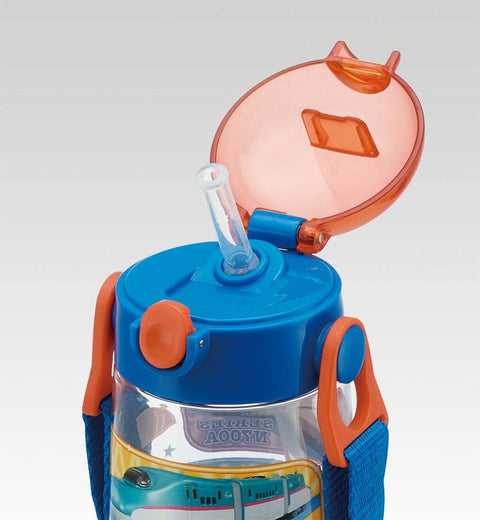 Skater PDSH5 Children's Water Bottle with Straw, Clear Bottle, Plarail, 7.9 fl oz (20 ml), 16.9 fl oz (480 ml), Boys