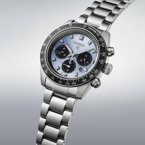 Seiko Watch Prospex SPEEDTIMER Solar Chronograph, Large, silver & black/crystal blue, Bracelet Type
