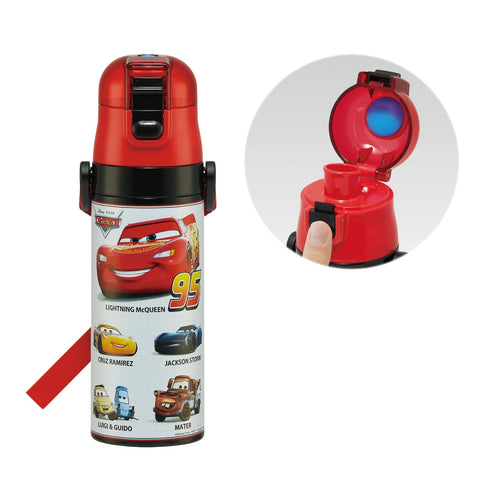스케이터 (Skater) 어린이용 스테인리스 스틸 물병, 직접 마실 수 있는, 470ml, 어린이용, 경량 타입, 디즈니 카 25, 남아용, 단열 물병, 스포츠 보틀, 어린이, 어린이, 물병, SDC4-A
