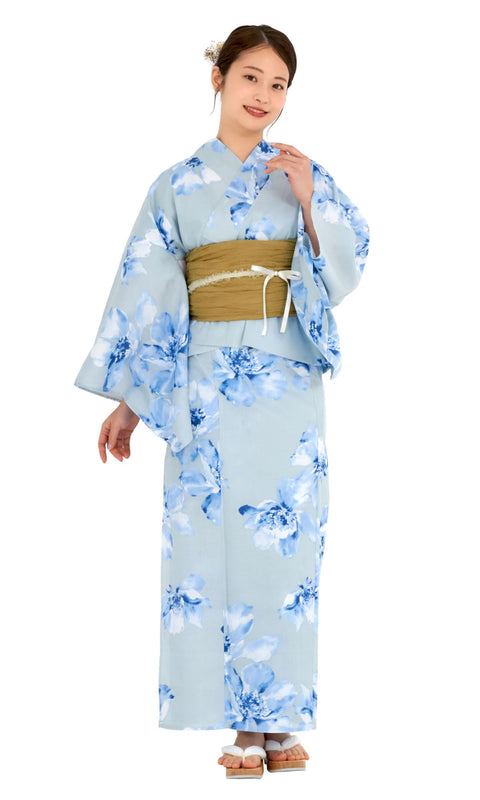 [NISHIORI] 二部式浴衣 レディース セパレート 浴衣セット 3点セット(浴衣、兵児帯,下駄) 簡単着付け 兵児帯付き セット 夏祭り 花火大会 二部式浴衣セット 女性用 トレンド柄 和モダン 着崩れしにくい