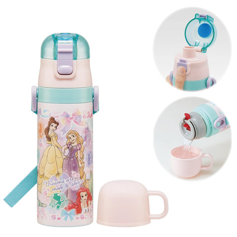 スケーター(Skater) 子供用 ステンレス 水筒 2way 直飲み 470ml コップ飲み 430ml 子供に優しい軽量タイプ ディズニー プリンセス 25 女の子 保温 保冷 waterbottle スポーツボトルキッズ こども 水瓶 SKDC4