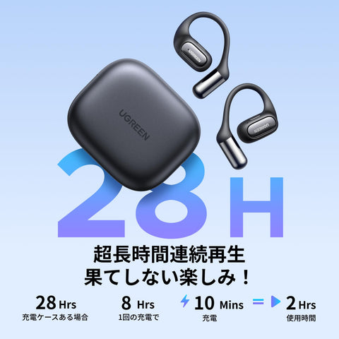 【2025最新!オープンイヤー イヤホン】UGREEN HiTune S7 Bluetooth 6.0 ワイヤレス オープンイヤー型イヤホン【 18mmチタニウム製ドライバー / 合計28時間再生 / 4マイクノイキャン技術 / IPX5防水】Hi-Fi音質 DNNノイキャン 2台デバイス同時接続 APPカスタム操作 急速充電対応 IMAX級低音体験 音漏れ抑制 耳を塞がない ブラック