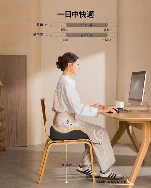 ProtoArc Chair Cushion Thick Memory Foam Comfort Ergonomic Pressure Distributing Non-Slip Seat Cushion for Car Home Office Chair Removable Cover