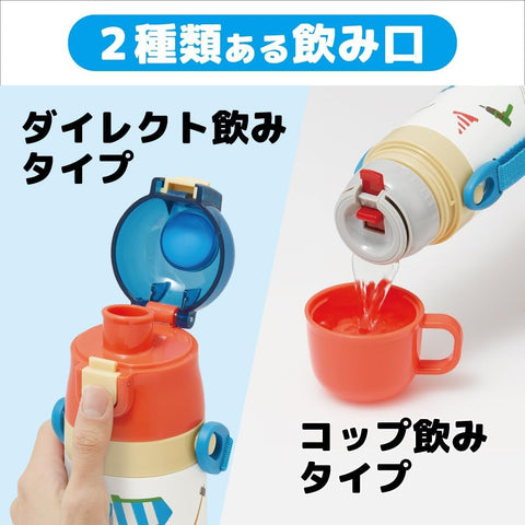 スケーター(Skater) 子供用 ステンレス 水筒 2way 直飲み 470ml コップ飲み 430ml はたらくクルマ 子供に優しい軽量タイプ 男の子 保温・保冷waterbottle スポーツボトル かわいい キッズ 子供 こども 水瓶 SKDC4-A