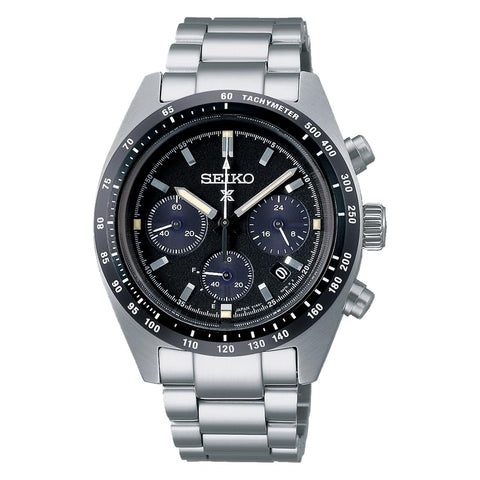 Seiko Prospex SPEEDTIMER Men's Solar Chronograph Wristwatch, silver/black, Bracelet Type