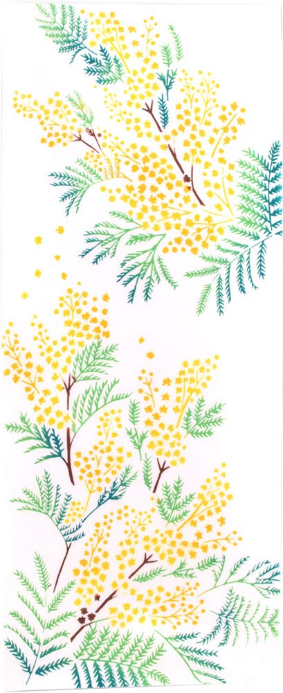 Miyamoto Kenema 120321 Tenugui Tapestry Dyed Cotton Spring Flower Bed Scented Mimosa 14.2 x 35.4 inches (36 x 90 cm) Made in Japan