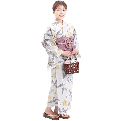 Fuuka X142333 Women's Yukata 2-Piece Set, One Size Fits All (Waist Belt, Made in Japan)