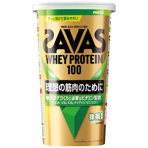 SAVAS Whey Protein 100 Matcha Flavor, 9.8 oz (280 g), Meiji