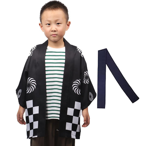 [TOuWA] 法被 防水 快乐 儿童用 节日 腰带 秋节 学校活动 活动 角色扮演 服装 纪念品 礼物 连接图案 2件套 (节日法被、腰带)