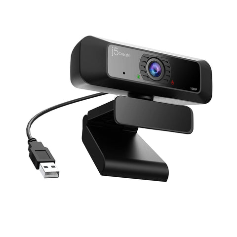j5create USB 全高清网络摄像头 搭载低亮度感应器 100度(对角)宽镜头 内置无指向性麦克风 Skype/Zoom/Teams等 支持Windows/macOS/ChromeOS 即插即用 通用显示器夹(带三脚架孔) Model:JVCU100-EJ