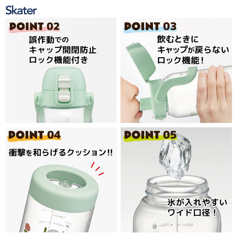 Skater 斯凯达 饮料壶 1升 饮用量一目了然 带把手 水壶 塑料制 米菲 PDMK10-A