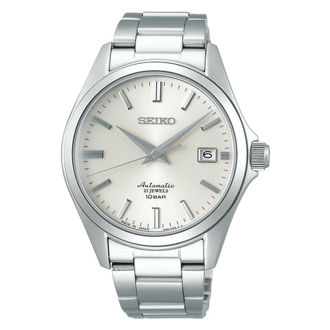 Seiko Shop Limited Model SZSB011 Men's Automatic Winding Wrist Watch Formal Dress Line Watch, Silver, Dial Color - Ivory
