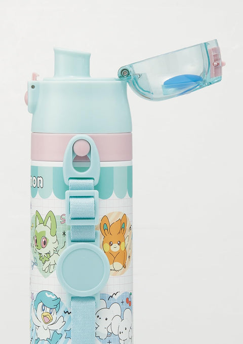 Skater SKDC4-A Children's Stainless Steel Water Bottle, 2-Way Direct Drinking, 16.5 fl oz (470 ml), Cup Drinking, 15.2 fl oz (430 ml), Lightweight Type, For Kids, Popping Up, Thermal, Cold Insulation,