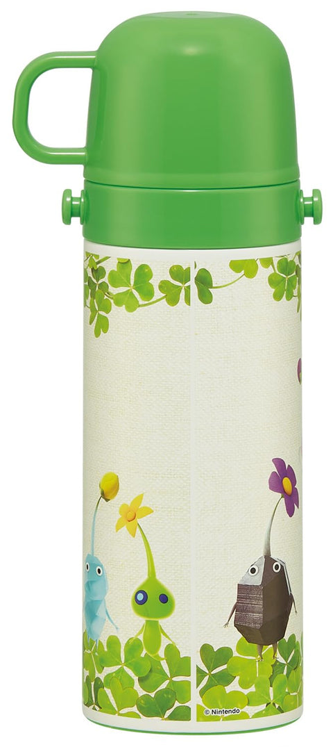 Skater SKDC4-A Children's Stainless Steel Water Bottle, 2-Way Direct Drinking, 16.5 fl oz (470 ml), Cup Drinking, 15.2 fl oz (430 ml), Pikmin, Kid-friendly Lightweight, Boy, Insulated, Sports Bottle,