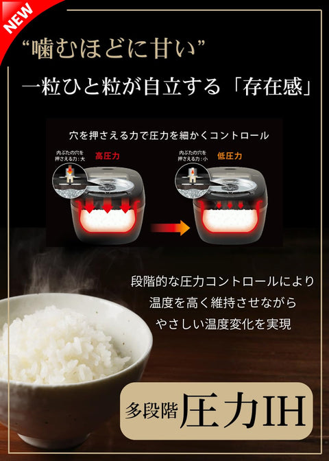 【WEB限定】タイガー魔法瓶(TIGER) 炊飯器 5.5合 圧力IH 日本製 粒立ち保温24時間 お手入れ簡単 土鍋かまどコート釜 ブラック JRI-N100 K