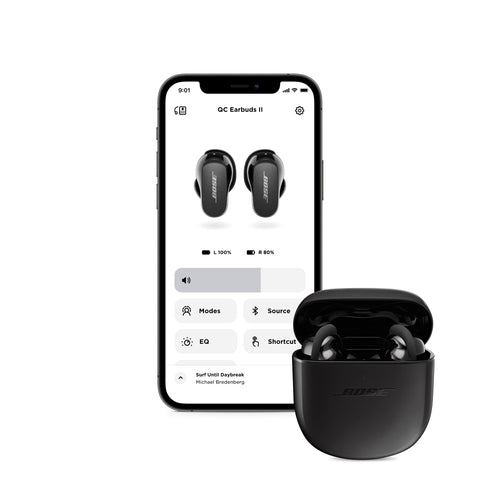 [리퍼비시] Bose QuietComfort 이어버드 II 무선 이어폰, 블루투스 노이즈 캔슬링 (마이크 포함), 최대 6시간+18시간 재생, 터치 조작, 생활 방수 (IPX4), 트리플 블랙 (리퍼비시)