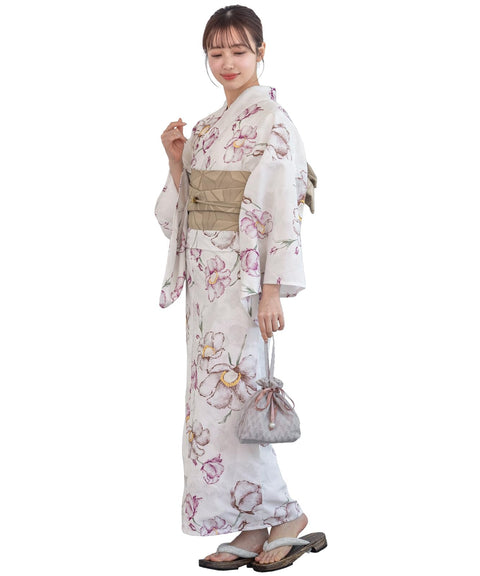 [SOUBIEN] ソウビエン 浴衣 4点 セット セパレート 新二部式浴衣 floro レディース (浴衣/半幅帯/伊達締め/下駄)