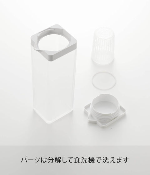 Yamazaki 1749 Folding Cold Water Bottle with Tea Bag, White, W3.3 x D3.9 x H10.7 inches (W8.5 x D10 x H27.2 cm), Tower 1.2 L, Dishwasher Safe Barley Tea Pot