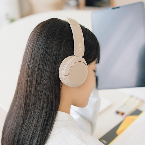 Sony Wireless Headphones WH-CH520: Bluetooth Compatible/Lightweight Design: Approx. 5.1 oz (147 g) / Compatible with a Dedicated App to Customize Your Favorite Sound Quality "Equalizer" Settings/Beige