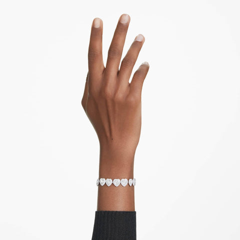 [Official] [Swarovski] Ariana Grande x Tennis Bracelet, Mixed Cut, Heart, White, Rhodium Plating, Crystal, No Gemstone