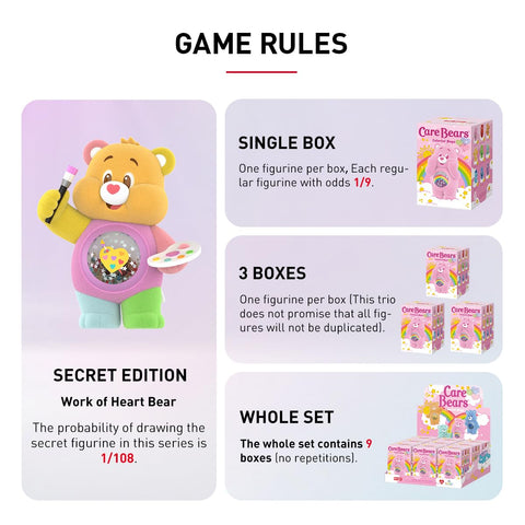 POP MART Care Bears Colorful Hugs 系列 【混裝盒 9件套裝 】 Pop Mate 扭蛋 百葉窗 盒裝 手辦 塑膠模型 高級 玩具 PVC 軟乙烯基 原創 人物 生日禮物