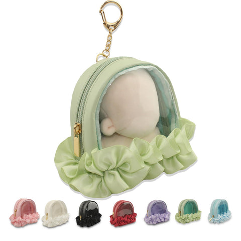 YOKUMA Plush Storage, Plush Pouch, Sewn Pouch, Pushing Bag, Push Up Product, Mini, Doll Storage, Pain Bag, Small, Clear Pouch, Transparent Pouch, Clear Bag, Carrying, green
