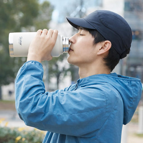 스케이터 (스케이터), 물병, 직접 마시는 머그, 실버, 91 x 높이 241 mm, 1000 ml, 보온/보냉, 스테인리스 스틸, 나사 손잡이 포함, STSC10