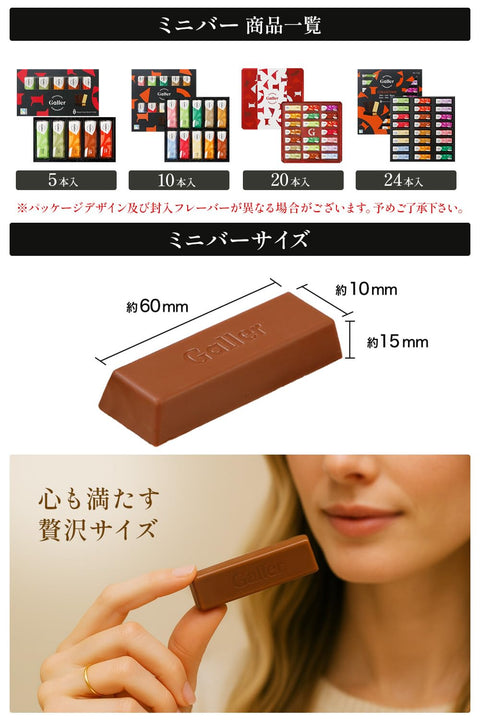 Galler Galley Chocolate Gift Mini Bar 24 Pieces, 2024, Respect for the Aged Day Gift, Sweets Souvenir, Popular, Confectionery, Present, High Quality Chocolate, Individual Packaging
