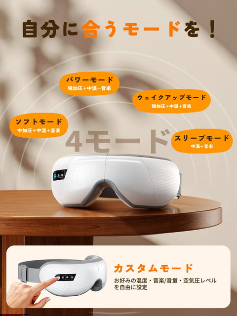 Anycee アイウォーマー【世界初！全機能カスタム対応】 ホットアイマスク 充電式 3段階気圧・温度・音量調整 目元ケア 3Dアイホール構造 アイケア Bluetooth音楽再生 アイマスク ホット 折り畳み式・軽量 サイズ調節可能 男女兼用 自動オフタイマー 睡眠グッズ 静音設定可 簡単操作 冷却アイマスク 結婚記念日 母の日 父の日ギフト 誕生日 敬老の日 プレゼント （ホワイト）