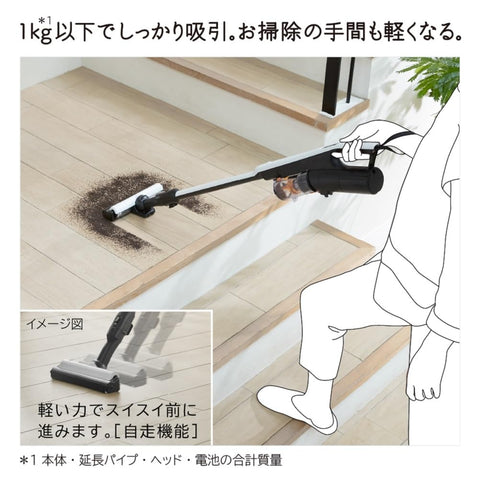 Hitachi Vacuum Cleaner, Super Stick, Cordless Stick Cleaner, PV-BS1L, White, Made in Japan, Lightweight, Self-Propelled