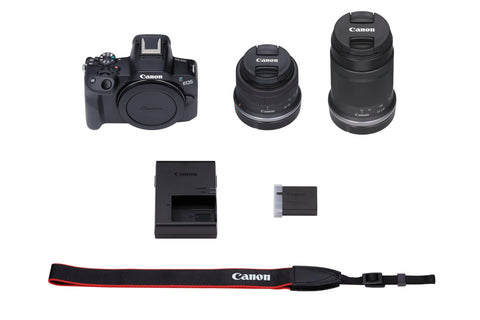 Canon 無反光鏡相機 EOS R50 雙變焦套件(RF-S18-45+RF-S55-210) 黑色/APS-C/約375g EOSR50BK-WZK