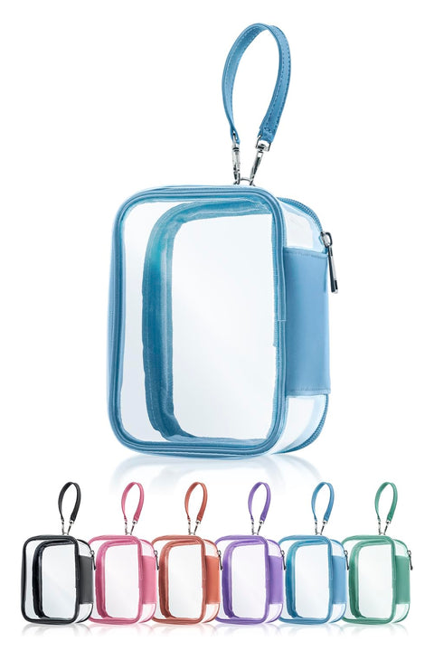 [360° Visible Push] Plush Pouch, 3.9 inches (10 cm), Mini Size, Sewing Pouch, Plush, Storage, Pain Buff, blue (sky blue)