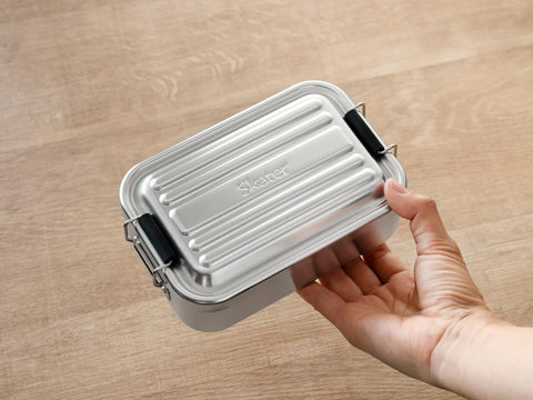 Skater AFT6B Domed Single-Tier Aluminum Lunch Box, 6.8 x 4.3 x 2.2 inches (172 x 108 x 56 mm), 20.3 fl oz (600 ml), For Adults, Kids, Stylish, Silver