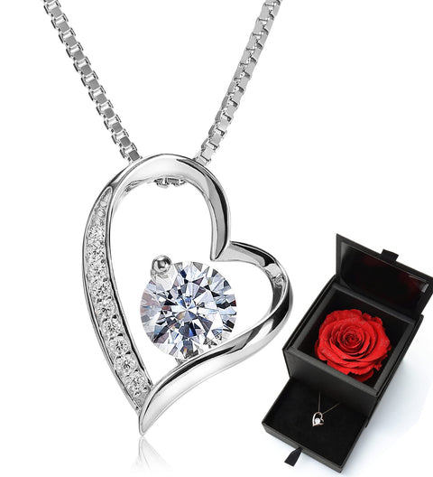 Swarovski Open Heart Necklace Women's Gift Set, Made in Japan, Silver, Cubic Zirconia