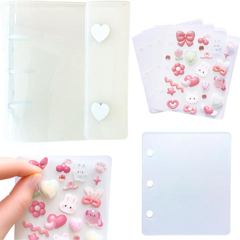 Abon Abon Abon Sealing Notebook, Plastan pp Sheets, 6 Sheets [A8 Fits in Small Bags] Heart, Plier, Transparent, Push Color, File