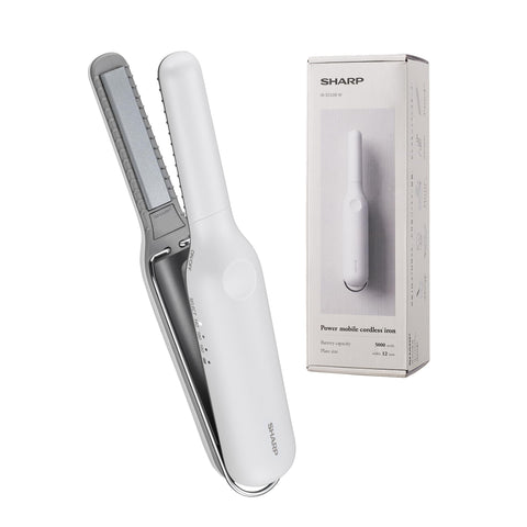 Sharp IB-S510B-W Power Mobile Cordless Hair Iron, 0.5 inch (12 mm) Wide, Large Capacity Battery, USB Type-C Compatible, Luminous White