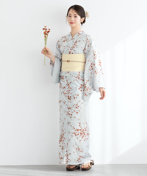 Soubien Floro Women's Yukata Set, 3 Piece Set, Separate, New Two-Part Yukata (Yukata/Half-width Obi/Date Tight)