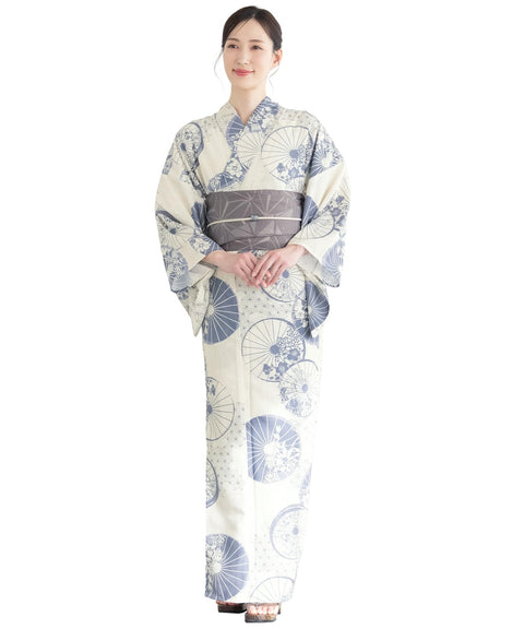 Soubien Floro Women's Yukata 4-Piece Set, Separate, New 2-Part Yukata (Yukata, Half-Width Sash, Date Clogs)