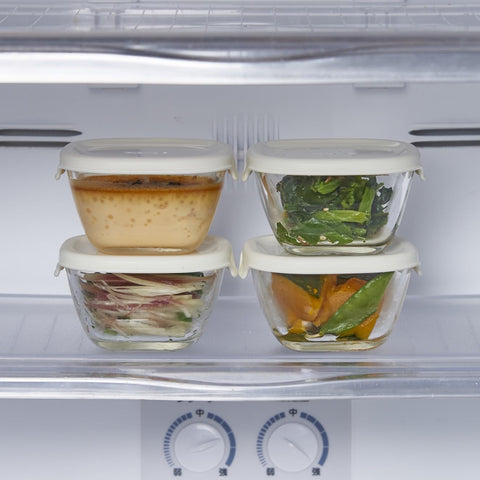 HARIO (ハリオ) 耐熱 ガラス製 保存容器 ホワイト 110ml 日本製 オーブン 電子レンジ 食洗器対応 食器 保存に便利 MKK-2012-OW 4個入