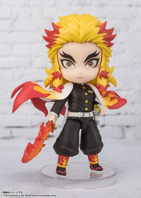 TAMASHII NATIONS Figuarts Mini Demon Slayer Kyojuro Rengoku Flame Breathing Mini Figure, Approx. 3.5 inches (90 mm), PVC/ABS, Painted Action Figure