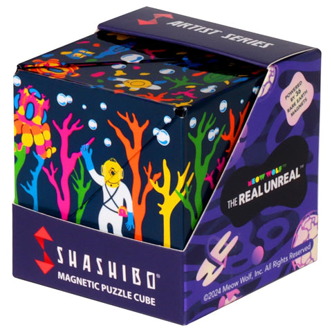 SHASHIBO Shape Shift Box - Award Winning, Patented Fidget Cube with 36 Rare Earth Magnets - Transforms Over 70 Shapes (Glowquarium)