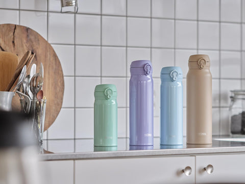 [식기세척기 호환 모델] 보온병, 진공 단열, 휴대용 머그, 500ml, 아이스 블루, 탈착식 음료수 주입구, 손쉬운 청소, 가벼운 타입, 원터치, 오픈, 스테인리스 스틸 병, 보온/보냉, JNL-S500 ICB